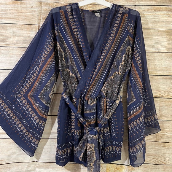 VENUS boho romper long flutter mesh sleeves women Size XS - Picture 5 of 14